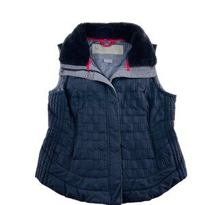 Nike Womens Quilted Vest Black Size Medium With Faux Fur Collar‎